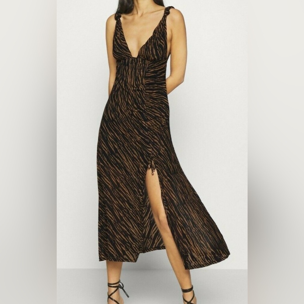 Free People Black and Brown Zebra Print Dress